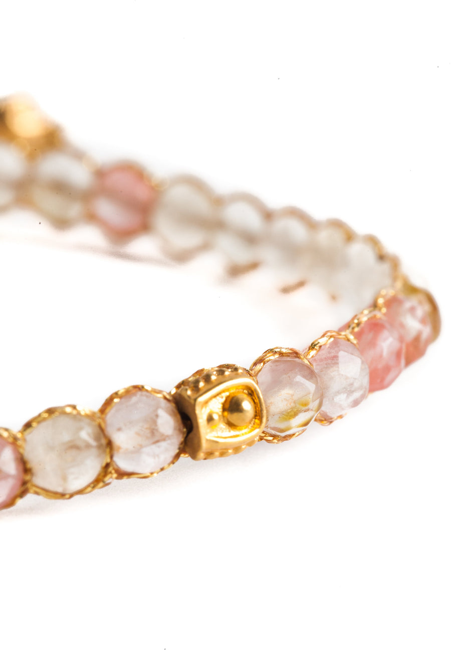 Watermelon Quartz Bracelet | Gold