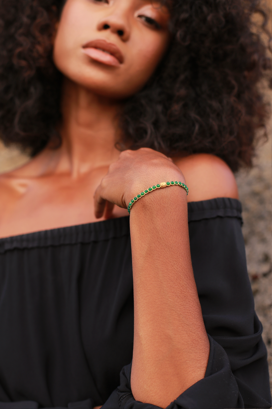 Green Emerald Agate Bracelet | Gold