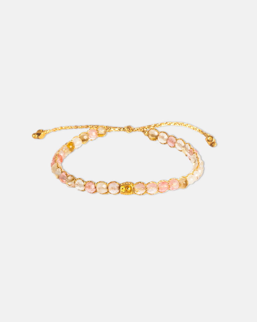 Watermelon Quartz Bracelet | Gold